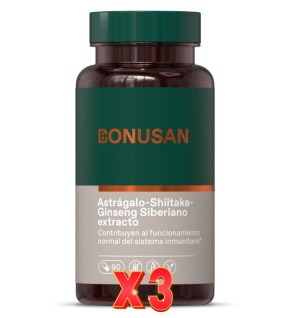 Pack de 3 unidades Astrágalo-Shiitake-Ginseng Siberiano Extracto 90 Cápsulas Bonusan