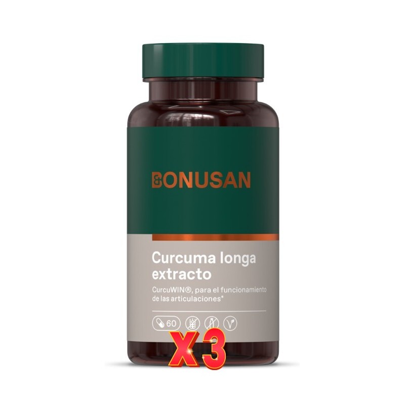 Pack de 3 unidades Curcuma Loga Extracto 60 Cápsulas Bonusan