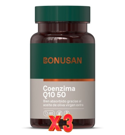 Pack de 3 unidades Coenzima Q10 50 60 Perlas Bonusan