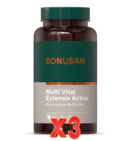Pack de 3 unidades Multi Vital Extensis Activo 90 Comprimidos Bonusan