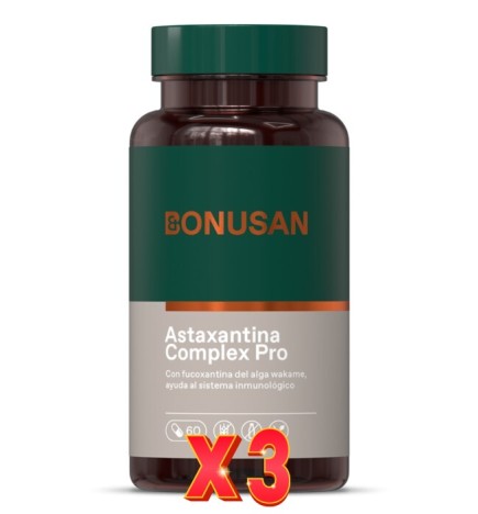 Pack de 3 unidades Astaxantina Complex Pro 60 Cápsulas Bonusan