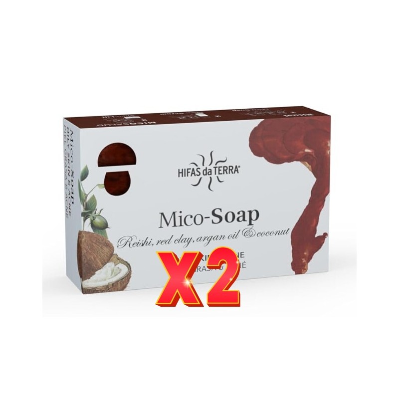 Pack de 2 unidades Mico Soap Reishi Red Clay-Argán Oil 150 Gramos Hifas da Terra