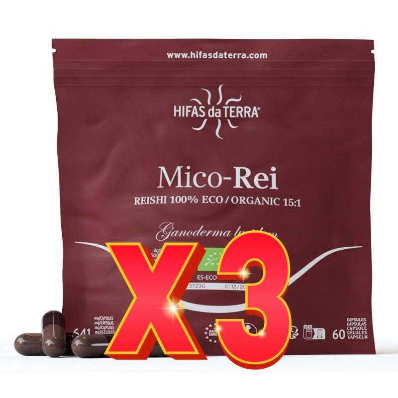 Pack de 3 unidades Mico-Rei + Vit C Eco Doypack 60 Capsulas Hifas da Terra Pack de 3 unidades Mico-Rei + Vit C Eco Doypack 60 Capsulas Hifas da Terra