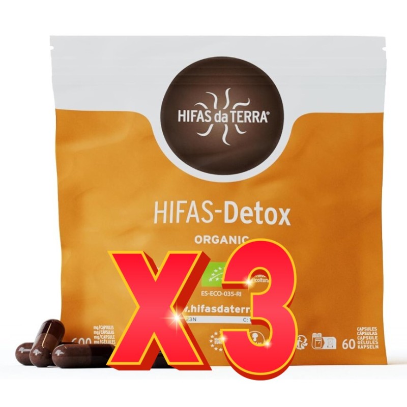 Pack de 3 unidades Hifas-Detox Eco  Doypack 60 Capsulas Hifas da Terra