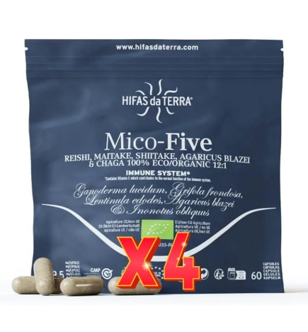 Pack de 4 unidades Mico-Five+Vit C Eco  Doypack 60 Capsulas Hifas da Terra