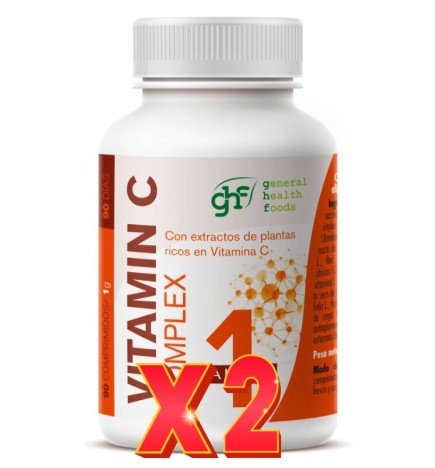 Pack de 2 unidades Vitamina C Complex Natural 1 G 90 Comprimidos Ghf