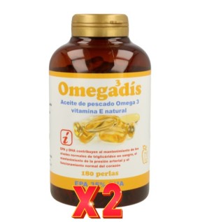 Pack de 2 unidades Omegadís Omega3, 180 PERLAS 1500 mg Dis