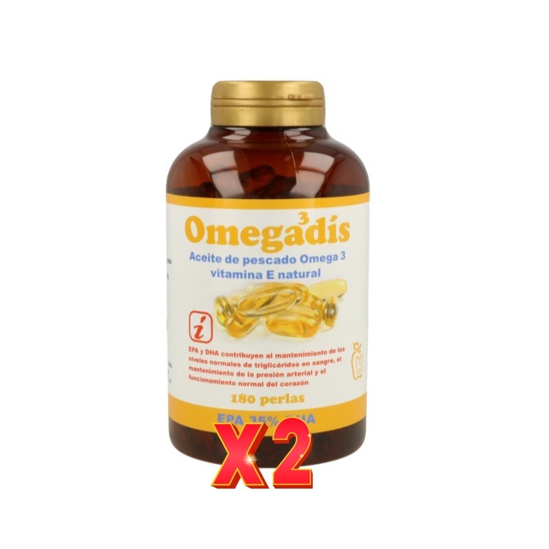 Pack de 2 unidades Omegadís Omega3, 180 PERLAS 1500 mg Dis