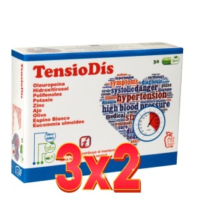 Pack de 3x2 unidades Tensiodís, 30 cápsulas Dis