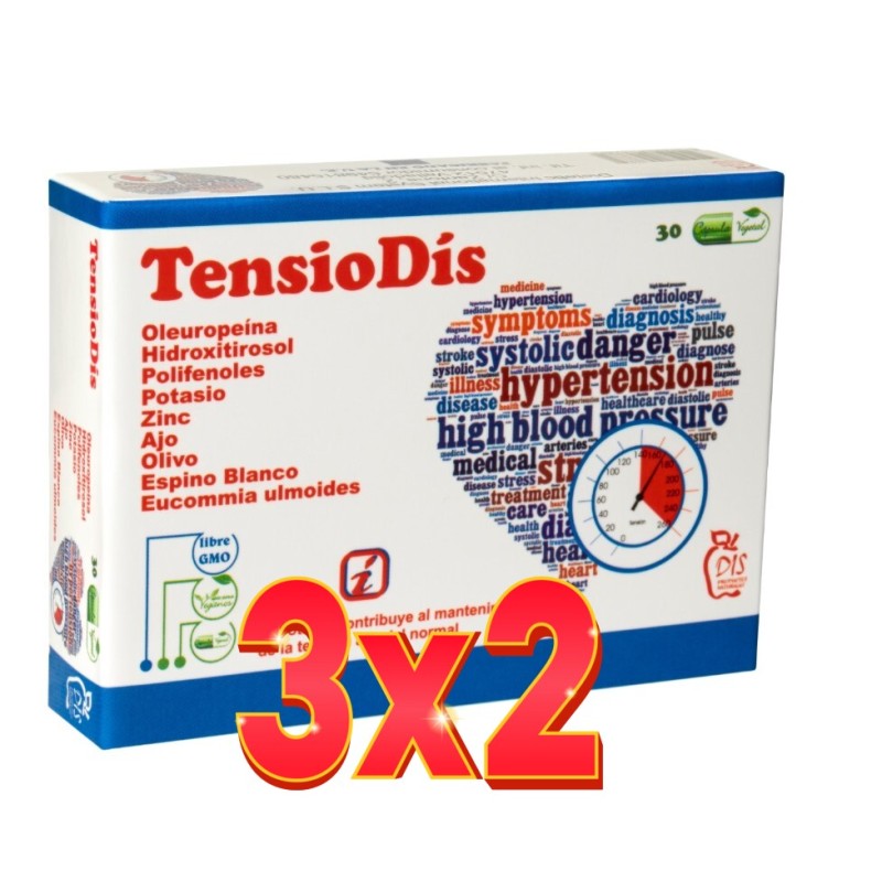 Pack de 3x2 unidades Tensiodís, 30 cápsulas Dis Pack de 3x2 unidades Tensiodís, 30 cápsulas Dis