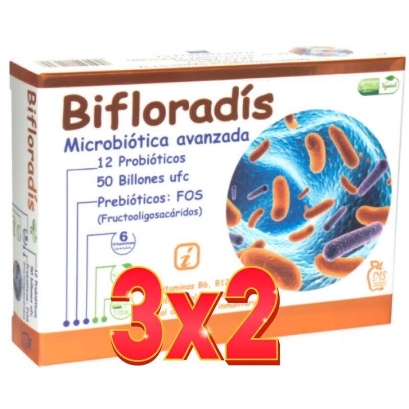 Pack de 3x2 unidades Bifloradís, 30 cáp. Dis