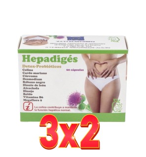 Pack de 3x2 unidades Hepadigés: Detox Probiótic 60 cápsulas Dis