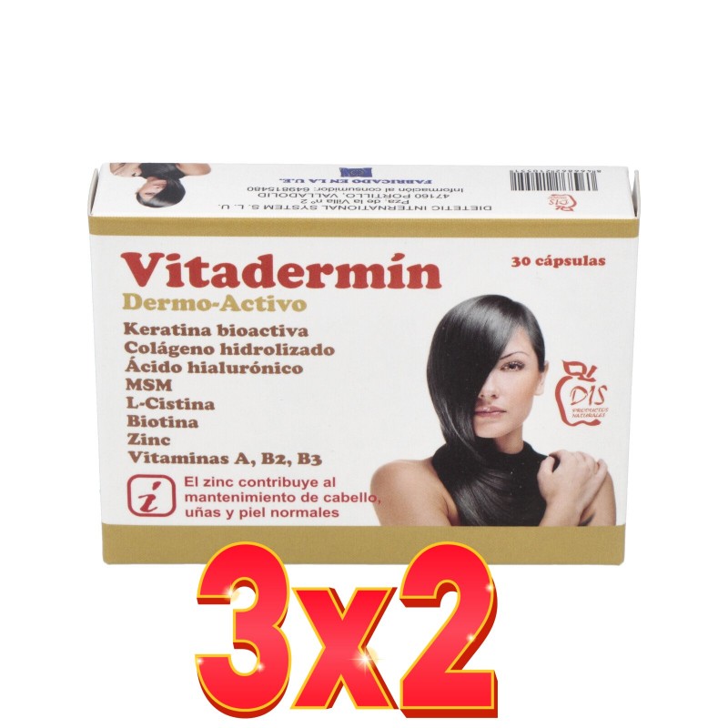 Pack de 3x2 unidades Vitadermín (30 cápsulas de 500 mg) Dis