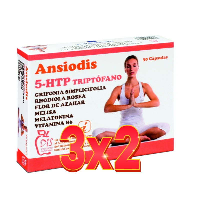 Pack de 3x2 unidades Ansiodís Plus30 cápsulas Dis
