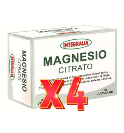 Pack de 4 unidades Magnesio Citrato 60 Cápsulas Integralia