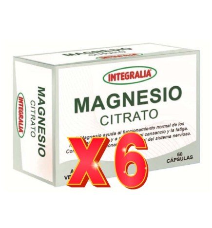 Pack de 6 unidades Magnesio Citrato 60 Cápsulas Integralia