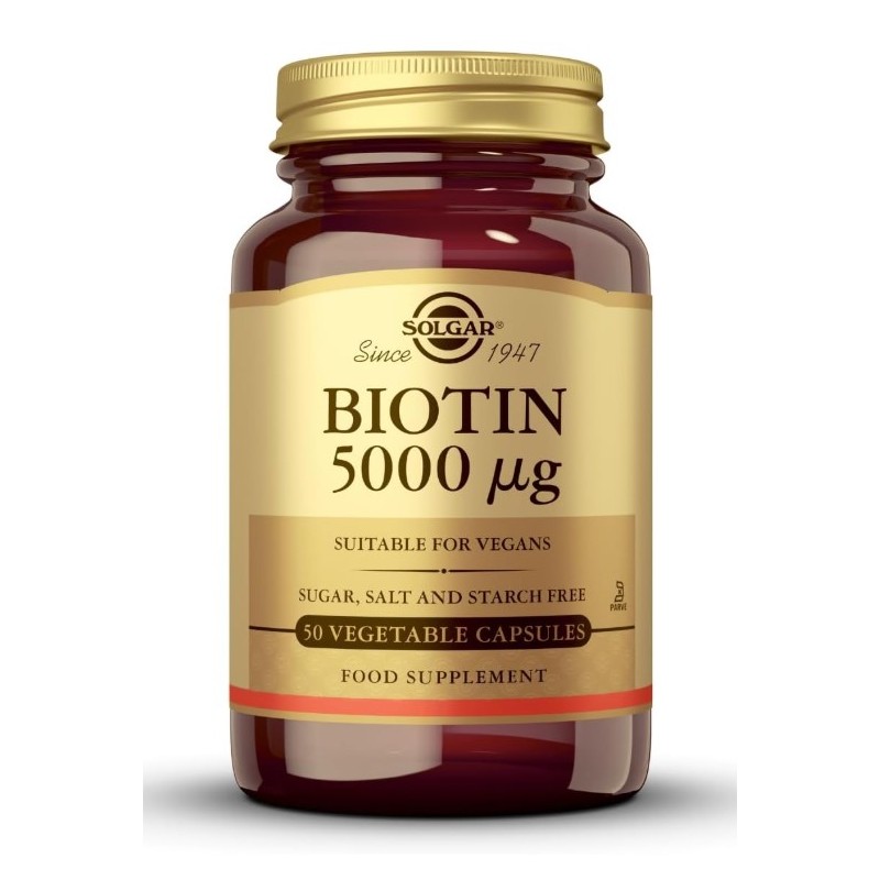 Biotina 5000 Mcg 100 Cápsulas Solgar Biotina 5000 Mcg 100 Cápsulas Solgar