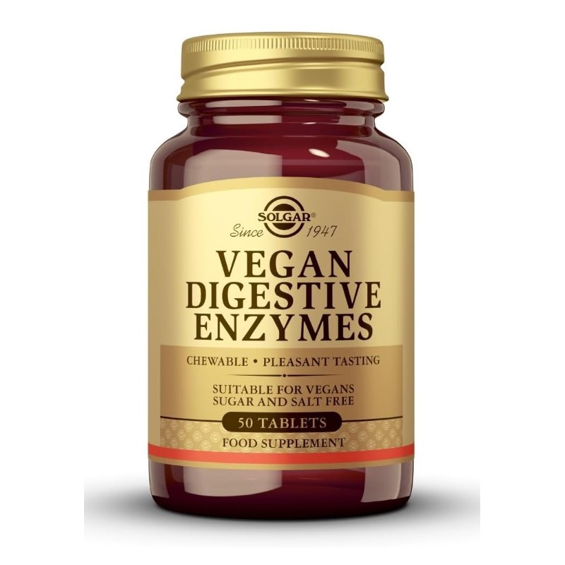 Vegan Enzimas Digestivas 50 Comprimidos Masticables Solgar