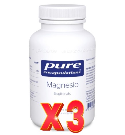 Pack de 3 unidades Magnesio Bisglicinato 90 cápsulas Pure Encapsulation