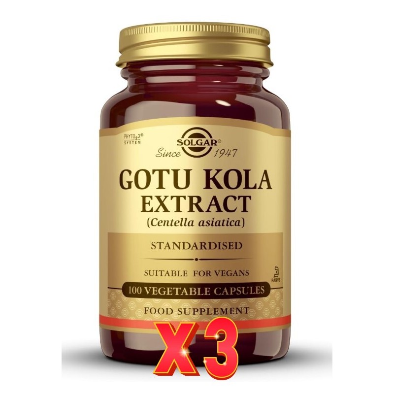 Pack de 3 unidades Full Potency Gotu Kola 100 Cápsulas Solgar Pack de 3 unidades Full Potency Gotu Kola 100 Cápsulas Solgar