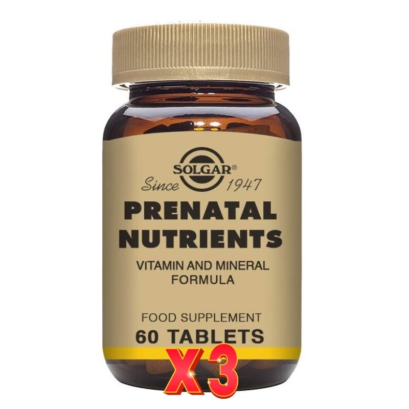 Pack de 3 unidades Prenatal Nutrients 60 Comprimidos Solgar Pack de 3 unidades Prenatal Nutrients 60 Comprimidos Solgar