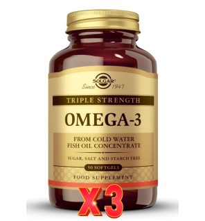 Pack de 3 unidades Omega-3 Triple Concentración 50 Cápsulas Blandas Solgar