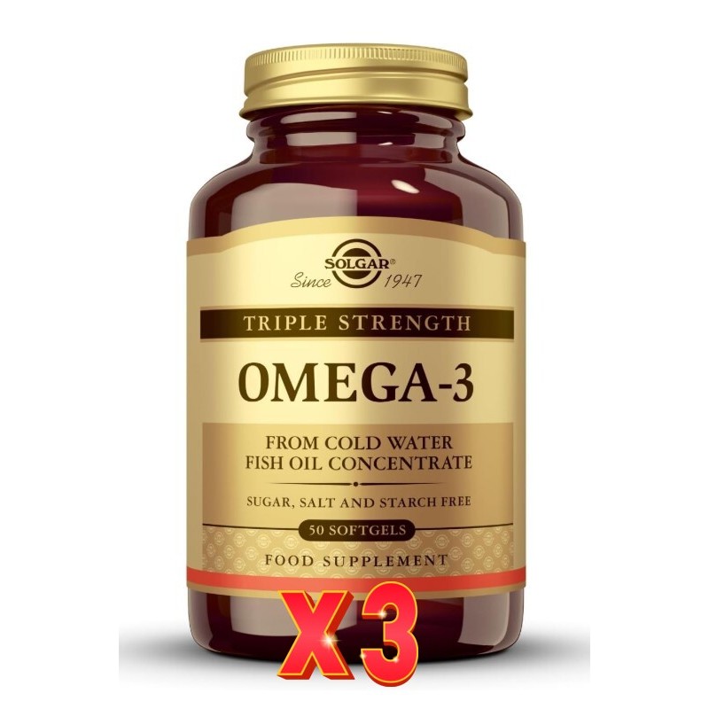 Pack de 3 unidades Omega-3 Triple Concentración 50 Cápsulas Blandas Solgar