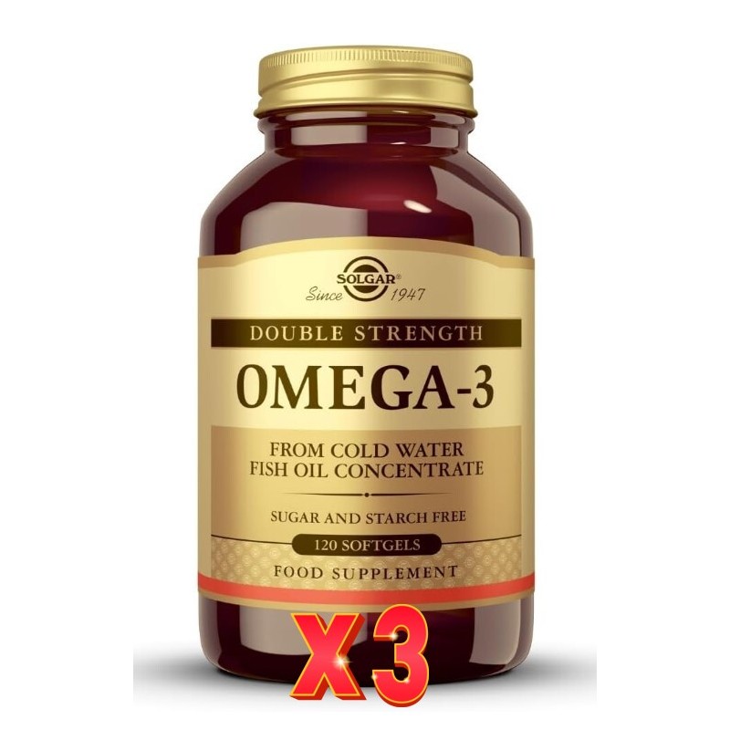 Pack de 3 unidades Omega-3 Alta Concentración 120 Cápsulas Blandas Solgar