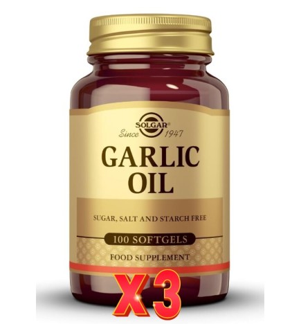 Pack de 3 unidades Perlas Aceite Ajo 100 Cápsulas Blandas Solgar