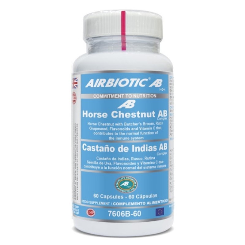 Castaño De Indias Ab Complex (Con Rusco, Hesperidina, Diosmina, Rutina, Semilla De Uva Y Vitamina C) 60 Caps Airbiotic Castaño De Indias Ab Complex (Con Rusco, Hesperidina, Diosmina, Rutina, Semilla De Uva Y Vitamina C) 60 Caps Airbiotic