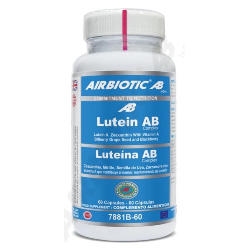 Lutein Ab Complex (Luteína, Zeaxantina, Vitamina A, Mirtilo, Semilla De Uva Y Zarzamora) 60 Caps Airbiotic Lutein Ab Complex (Luteína, Zeaxantina, Vitamina A, Mirtilo, Semilla De Uva Y Zarzamora) 60 Caps Airbiotic