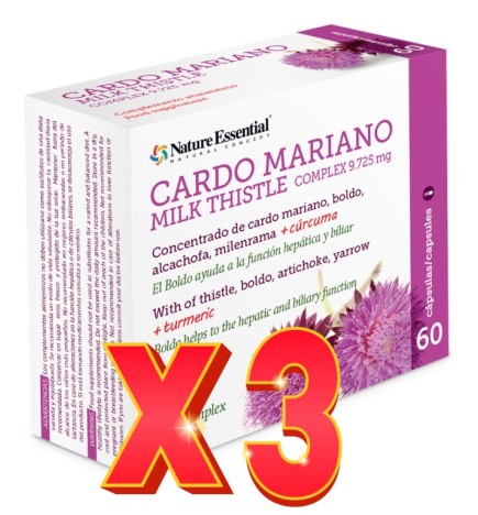 Pack 3 unidades Cardo mariano (complex) 9725 mg 60 capsulas vegetales Nature Essential