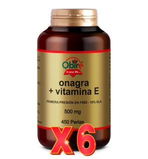 Pack 6 uds Aceite de onagra 500 mg (10% GLA) 450 perlas Obire