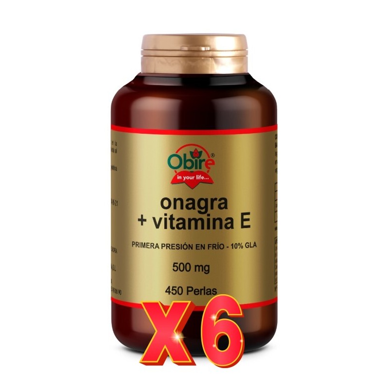 Pack 6 uds Aceite de onagra 500 mg (10% GLA) 450 perlas Obire