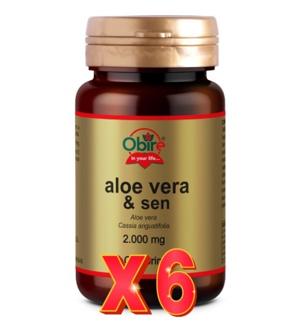 Pack 6 uds Aloe vera 2000 mg con sen 120 comprimidos Obire