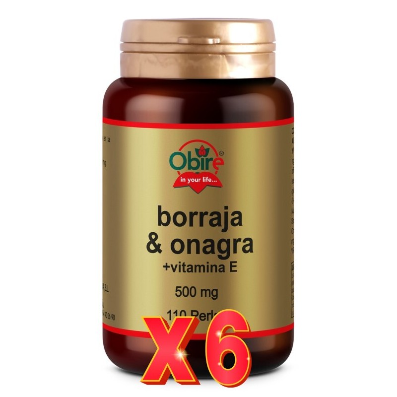 Pack 6 uds Borraja & onagra 500 mg 110 perlas Obire Pack 6 uds Borraja & onagra 500 mg 110 perlas Obire