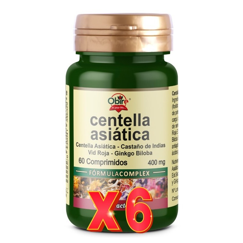 Pack 6 uds Centella asiatica (complex) 400 mg 60 comprimidos Obire Pack 6 uds Centella asiatica (complex) 400 mg 60 comprimidos Obire