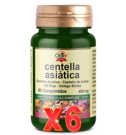 Pack 6 uds Centella asiatica (complex) 400 mg 60 comprimidos Obire