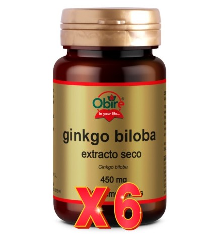 Pack 6 uds Ginkgo biloba 450 mg (ext seco) 100 comprimidos Obire
