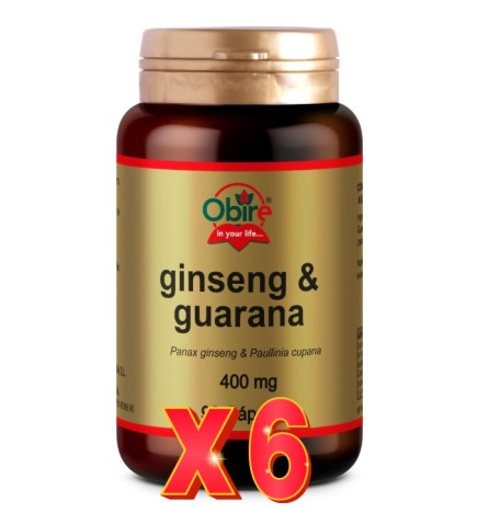 Pack 6 uds Ginseng & guarana 400 mg 90 capsulas Obire