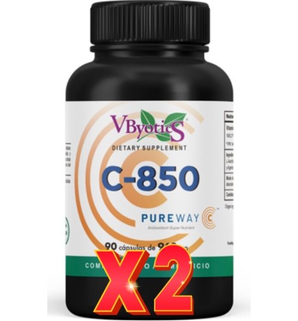 Pack de 2 unidades C-850 Vitamina C Pureway® 90 Cápsulas Vegetales Vbyotics