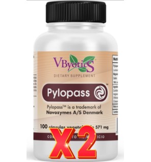 Pack de 2 unidades Pylopass 100 Cápsulas Vegetales Vbyotics