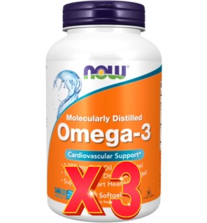 Pack de 3 unidades Omega-3 1000 Mg  200 Perlas Now