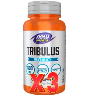 Pack de 3 unidades Tribulus 500 Mg 100 Cápsulas Vegetales Now