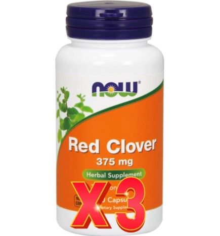 Pack de 3 unidades Trébol Rojo 375 Mg 100 Cápsulas Vegetales Now