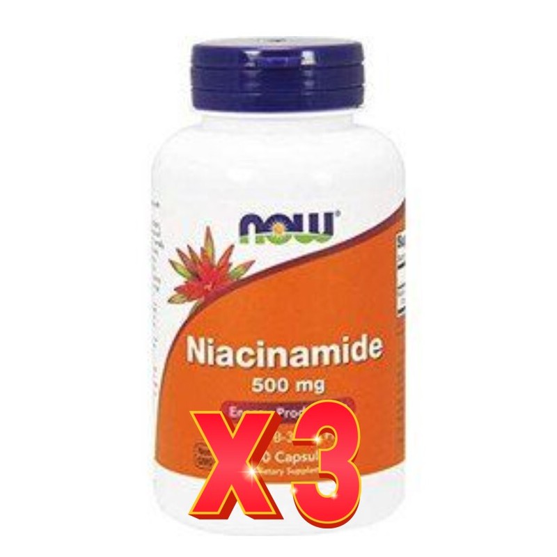 Pack de 3 unidades Niacinamida  100 Cápsulas Vegetales Now