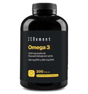 Omega 3, 1000 mg, 350 mg EPA /250 mg DHA 200 Cápsulas blandas Zenement