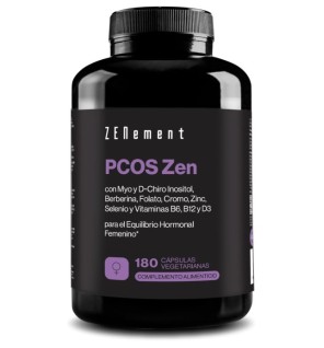 PCOS Zen, con Myo y D-Chiro Inositol, Berberina, Folato, Cromo, Zin 180 Cápsulas Vegetarianas Zenement