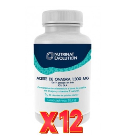 Pack de 12 unidades Aceite De Onagra 1.300 Mg 30 Cápsulas Nutrinat Evolution