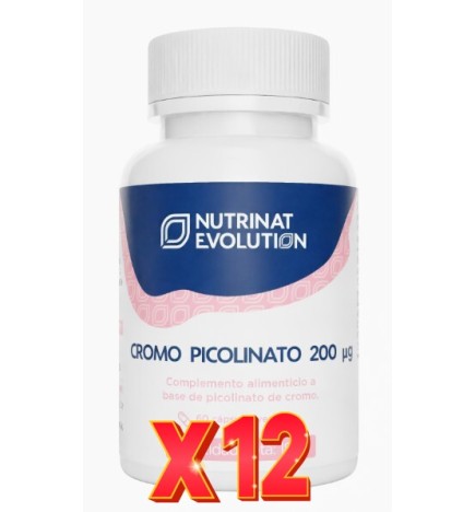 Pack de 12 unidades Cromo Picolinato 200 µg 60 Cápsulas Vegetales Nutrinat Evolution